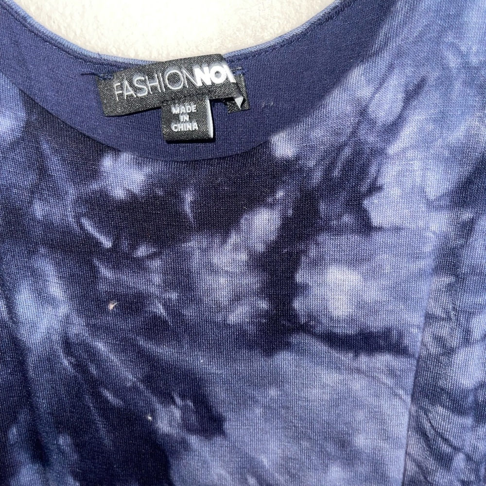 Fashion nova; new without tags, navy blue tie dye midi dress; size small - Picture 3 of 5